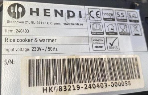 Μεταχειρισμένος Βραστήρας Ρυζιού 1,8Lt Φ28x28,5Cm HENDI 